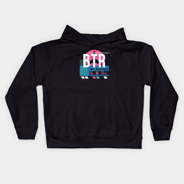 Baton Rouge (BTR) Airport // Sunset Baggage Tag Kids Hoodie by Now Boarding